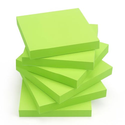 Sticky Notes 3x3 Self-Stick Notes Pads with 6 Bright Colors, Easy to Post for Office, Shool, Home, 6 Pads/Pack, 100 Sheets/Pad(Green) - color: Green