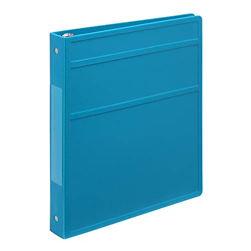 Carstens 1-Inch Heavy Duty 3-Ring Binder - Side Opening, Pool Blue, Durable Plastic, Precision No-Gap Rings, Waterproof Cover, No Pockets, Holds 125 US Letter Sheets, BPA-Free, Made in USA (8714-3R) - color: Blue, size: Individual
