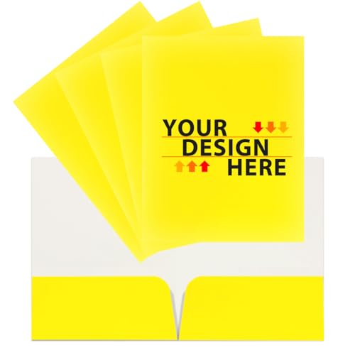 JAM PAPER Custom Printed Semi-Gloss Folders with Round Corner Pockets - Personalized Logo & Text - 10 pt C2S - Yellow - 100/Pack - color: Yellow, size: 10pt C2S - 100 Pack