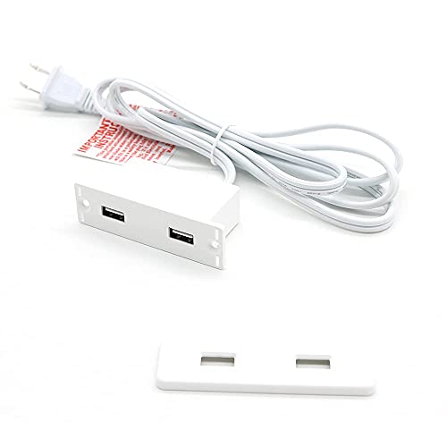 Powered USB Hub Socket Recessed USB Power Strip Outlet with Power Supply 2 USB Ports 2.1A Mounted into Bed Desk Table Sofa White - color: White