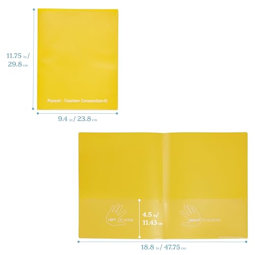 ECR4Kids 2-Pocket Parent-Teacher Classroom Communication Folder, School Supplies, Yellow, 36-Piece - color: Yellow