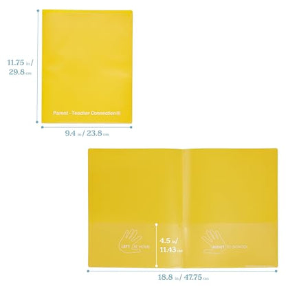 ECR4Kids 2-Pocket Parent-Teacher Classroom Communication Folder, School Supplies, Yellow, 36-Piece - color: Yellow