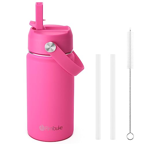 Fimibuke Kids Insulated Water Bottle, 14oz BPA FREE 18/8 Stainless Steel Travel Tumbler Double Wall Vacuum Leak Proof Kids Cup with Straw Metal Water Bottle for School Boys Girls(1 Pack, Magenta) - color: B11. Magenta