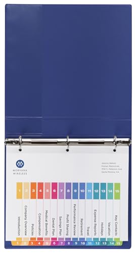 Avery 15 Tab Dividers for 3 Ring Binders, Customizable Table of Contents, Multicolor Tabs, 6 Sets (11197) - size: 6 sets