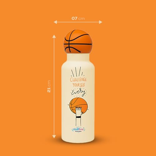 Challenge Yourself Basketball Water Bottle - Insulated with Basketball Design for Enthusiasts – Stainless Steel Water Bottle with Leak Proof Design - 16oz - color: Basketball Bottle