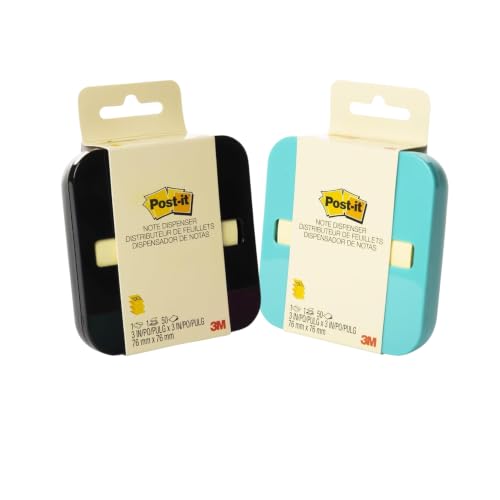 Post-It Pop-Up Note Fashion Dispenser, Assorted Colors (2 Pack) | Stays firmly anchored in place on your desk, colors may vary
