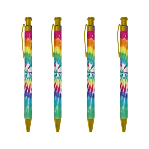 Ballpoint Pen 4Pcs Click Black Ink Metal Retractable 1.0 mm Medium Ballpoint Pens Quick Dry for Office School (Colorful) - color: Colorful