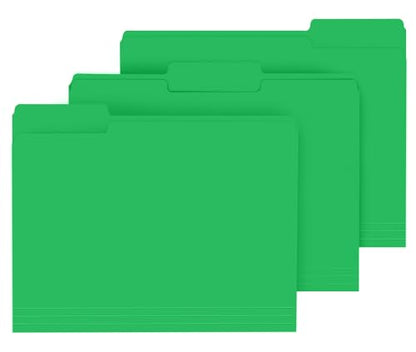 File Folder, PANDRI 120 Pack File Folder, 1/3 Cut Tab, Letter Size, Filing Folder for Office School Business, Green - color: Green