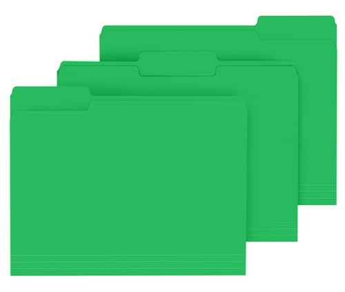 File Folder, PANDRI 120 Pack File Folder, 1/3 Cut Tab, Letter Size, Filing Folder for Office School Business, Green - color: Green