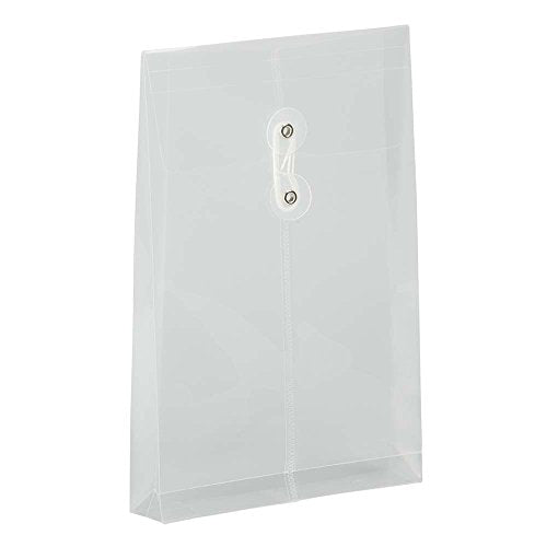 JAM PAPER Plastic Envelopes with Button & String Tie Closure - 6 1/4 x 9 1/4 - Clear - 12/Pack - color: Clear, size: 6 x 9