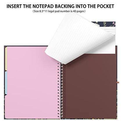 Rimilak Spiral Clipboards Folio with Refillable Lined Notepad, 14.5 x 9.8 In, Hardcover Cover with 5 Interior Pockets, Elastic Band and Pen Loop Series. Cute Stylish Clipfolio, Daisy Flower - color: Daisy Flower