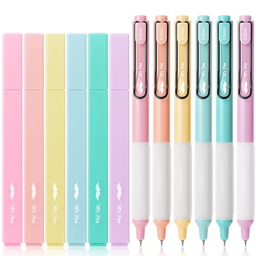 Mr. Pen- Aesthetic Highlighters and Gel Pens, 12 Pack | Pastel Colors Bible Highlighters No Bleed, Pastel Ink Gel Pens, Fast Dry and No Smear for Bible Journaling, Planner - color: Pastel, size: 12 Pack