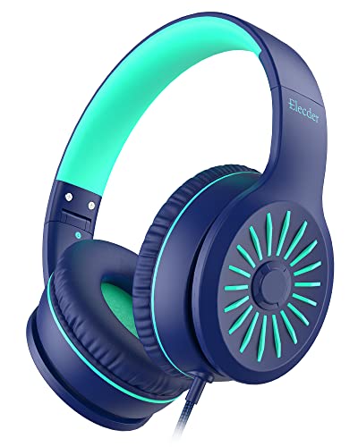 ELECDER i45 Kids Headphones Wired, On-Ear Headphones for School Teens, Blue | Foldable Portable, 1.5M Cord Headphone Stereo Aux Jack 3.5mm Headset for Smartphones Chromebook Computer PC Airplane Travel - color: Blue