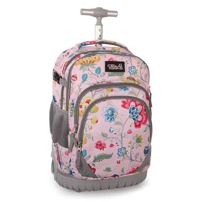 Tilami Rolling Backpack for Kids 18 inch Boys and Girls Laptop Backpack,Pink Stripes - color: Pink Stripes