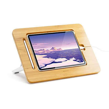 AFOOYO Wooden Tablet Drawing Stand - Adjustable 5 Angles for Laptop,Book Reading Stand, Compatible with 12.9/13inch iPad Pro with iPad Case Version(3rd - 7th Gen) - color: Bamboo, size: Large-Fit iPad Pro 12.9/13 inches