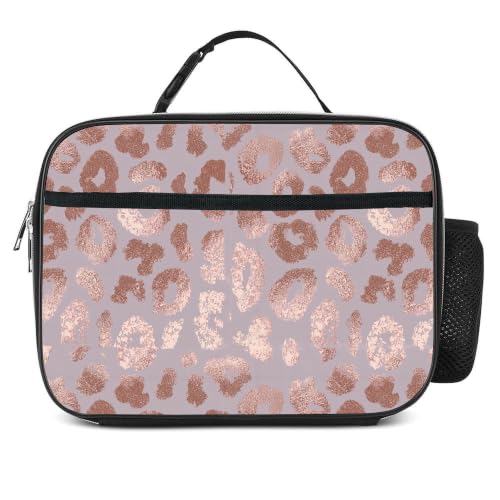 Leopard Lunch Bag Insulated Reusable Lunch Box Kids Girls Boys Cooler Thermal Tote Bag For Men Women School Work Picnic - color: Leopard