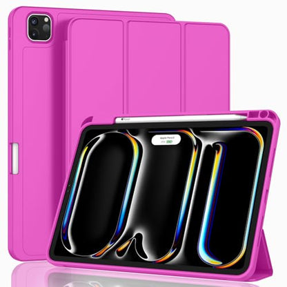 ZryXal iPad Pro 11 Inch Case (M5) 2025/ (M4) 2024 (Model: A2836/A2837/A3006), Trifold Stand Smart Cover with Pencil Holder and Soft TPU Back, Auto Wake/Sleep (Deep Pink) - color: Deep Pink