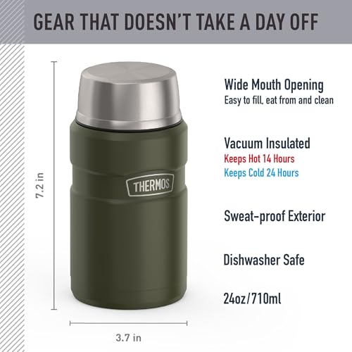 THERMOS Stainless King Vacuum-Insulated Food Jar, 24 Ounce, Matte Army Green - color: Matte Army Green, size: 24 Ounce