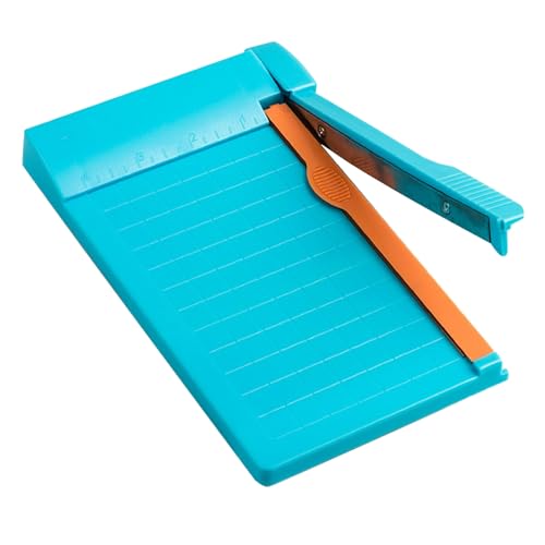 Portable Paper Cutter, Small Paper Trimmer Multipurpose Efficient Clear Scale High Accuracy A4 Paper Trimmer for Scrapbooking Craft Paper Photos DIY Projects School Office Use (Light Blue)