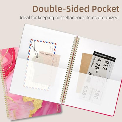 Cute Spiral Notebook journal A4 Aesthetic Pretty Design for Women Girls Kawaii with Pocket, 8.5 x 11 inch, Graph, Marble - color: Pink Marble, style: Graph