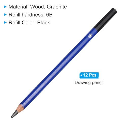 PATIKIL 6B Drawing Pencils for Sketching, 12PCS Sketch Pencils for Drawing Art Pencils Graphite Wood Pre-sharpened for Drawing Sketching Artists, 6B Pencils - size: 1 Count (Pack of 1), style: 6B