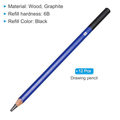 PATIKIL 6B Drawing Pencils for Sketching, 12PCS Sketch Pencils for Drawing Art Pencils Graphite Wood Pre-sharpened for Drawing Sketching Artists, 6B Pencils - size: 1 Count (Pack of 1), style: 6B