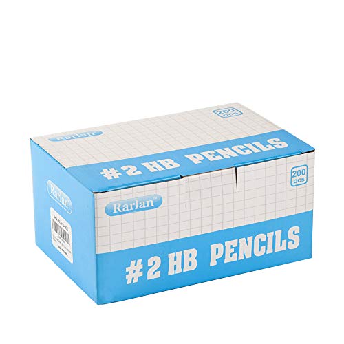 Rarlan Wood-Cased #2 HB Pencils, Pre-sharpened, 200 Count Bulk Pack | Classroom Pencils with Erasers for School and Teacher Supplies, Writing, Drawing and Sketching, Back to School