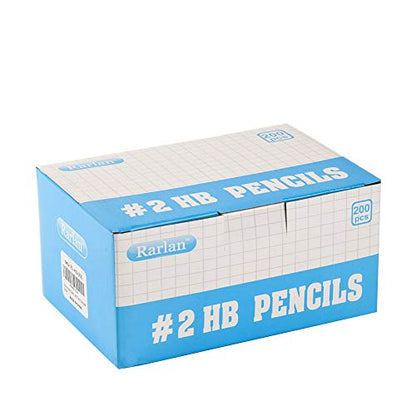 Rarlan Wood-Cased #2 HB Pencils, Pre-sharpened, 200 Count Bulk Pack | Classroom Pencils with Erasers for School and Teacher Supplies, Writing, Drawing and Sketching, Back to School