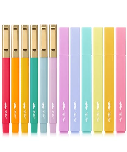 Mr. Pen- Aesthetic Highlighters and Ballpoint Pens No Bleed, 12 Pack | Summer Delight, Bible Highlighters and Pens No Bleed, Fast Dry and No Smear for Bible Journaling, Planner, School Supplies - color: Summer Delight, size: 12 Pack