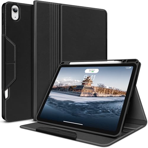H HOLIMET Case for iPad Air 11" 2026 M4/M3 (2025)/ M2 (2024)/ iPad Air 4th & 5th Generation10.9 Inch 2022/2020 Soft Back Shockproof Protective Cover with Pencil Holder Vegan Leather Auto Sleep/Wake - color: Black 2nd