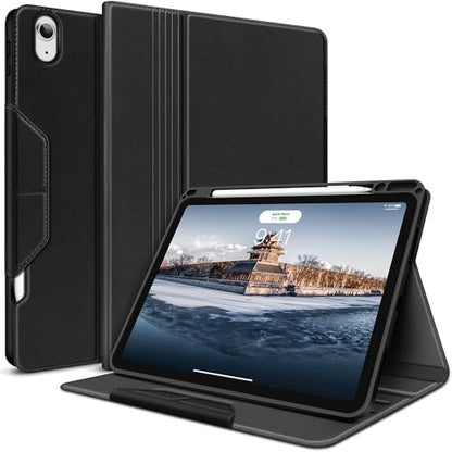 H HOLIMET Case for iPad Air 11" 2026 M4/M3 (2025)/ M2 (2024)/ iPad Air 4th & 5th Generation10.9 Inch 2022/2020 Soft Back Shockproof Protective Cover with Pencil Holder Vegan Leather Auto Sleep/Wake - color: Black 2nd