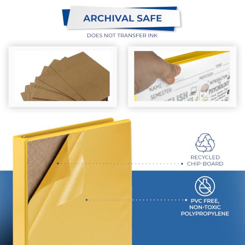 Samsill Economy 3 Ring Presentation View Binder, 1 Inch Round Ring, Yellow – Holds 200Sheets, Customizable Clear View Cover(18531) - color: Yellow, size: 1-Pack, style: 1-Inch