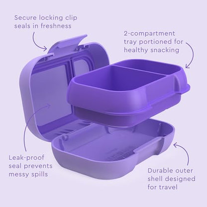 Bentgo Kids Snack Leak-Proof 2 Compartment Bento-Style Container | For Snacks & Small Meals, Easy-Open Latch, Dishwasher Safe, BPA-Free for School, Daycare, & Sports, Ages 3+ (Purple) - color: Purple
