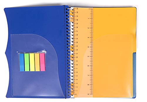 Mintra Office Durable PREMIUM Spiral Notebook, ((Blue, 2 Subject (6in x 9.5in)), Wire, Fabric Covered Coils, No Snags, Removable Adjustable Pocket Dividers, Ruler, Organization, Customizable - color: Blue, size: 2 Subject (6in x 9.5in)