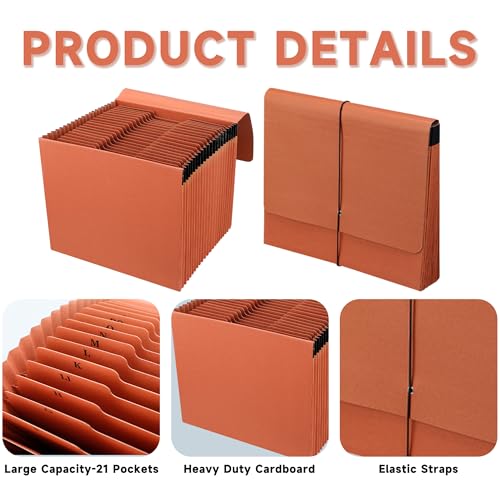 Expanding File Pockets with Cover,A-Z 21 Pockets Accordion File Organizer,Letter Size File Folder,Heavy Duty Expanding File Folder for Classroom,Home,Office and Travel - size: 21Pocket-1Pack