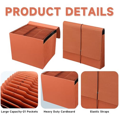 Expanding File Pockets with Cover,A-Z 21 Pockets Accordion File Organizer,Letter Size File Folder,Heavy Duty Expanding File Folder for Classroom,Home,Office and Travel - size: 21Pocket-1Pack