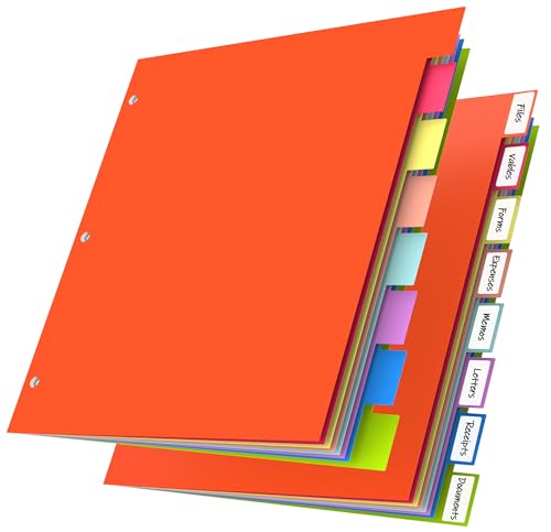 HABGP 16Pcs/2 Set 8 Tab Dividers for 3 Ring Binder, 16 Pcs Multicolor 3 Ring Binder Dividers with Tabs, Page Folder Dividers, Plastic Tabbed File Dividers with Tabs, Three Ring Binder Index Dividers - size: Multicolor 2 set (16 pcs)