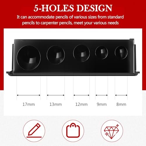 Honoson 2 Pcs 5 Hole Cosmetic Long Point Manual Pencil Sharpener with Plastic Lid Makeup Eyeliner Pencil Sharpener(Black) - color: Black