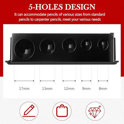 Honoson 2 Pcs 5 Hole Cosmetic Long Point Manual Pencil Sharpener with Plastic Lid Makeup Eyeliner Pencil Sharpener(Black) - color: Black