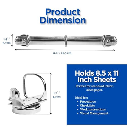 10 Pack Magnetic 3 Ring Binder Locking Mechanism for Hanging, 1 Inch D-Ring Holds 225 Sheets, Heavy Duty for 8.5 x 11 Paper, 50 Sheet Protectors Included, 5S Whiteboard Cabinet - Ring Binder Depot