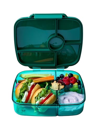Yumbox Go Leakproof Bento Lunch Box for Kids, Teens & Adults (Lima Green) | 5-Compartment Large Bento Box, Lightweight, Deep Tray, Removeable Gasket, Easy Open Latch - color: Lima Green
