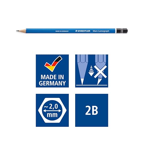 STAEDTLER Mars Lumograph 2B Graphite Art Drawing Pencil, 6 Pencils - style: 2B