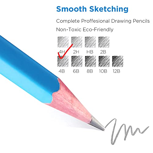 Sketch Pencils for Drawing 4H, 12pcs Professional Art Drawing Pencils for Shading, Sketching & Doodling | Graphite Pencil for Artists & Beginners - style: 4H 12pcs