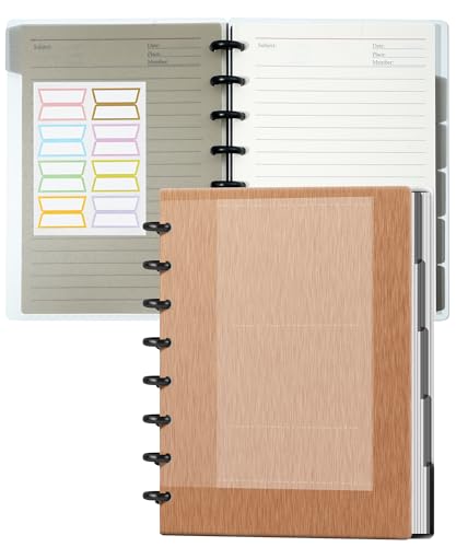 Yoment Discbound Notebook Customizable Spiral Journal Refillable 5 Subject Notebook with Removable Pages 120 Wide Ruled Disc Planner with 6 Binder Dividers & 16 Tabs for Work Meeting School - color: 2 Rose Gold, size: Medium