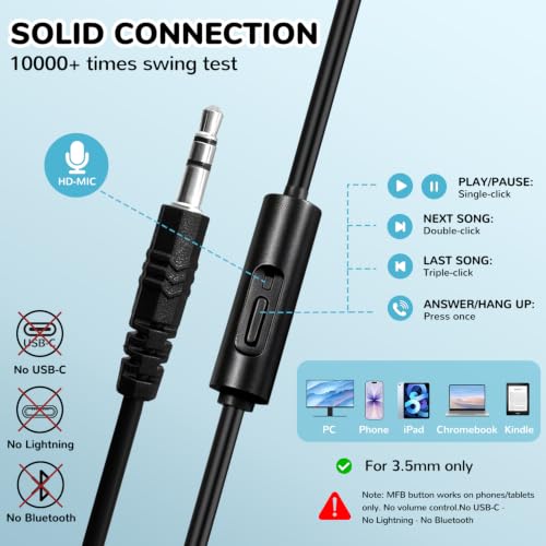 2 Pack Kids Headphones with Microphone for Classroom School, Durable Wired On-Ear Headset Class Set for Students Tablet Laptop PC & Boys Girls (HY30, 2Black)