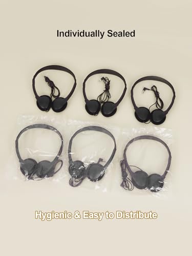 25 Pack Headphones Bulk for School Wired Student Earphones for Classroom with Adjustable Headband On-Ear Class Set Headsets Individually Packed（Black）