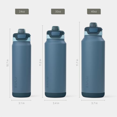 ZULU Powerfill Pro 24oz Stainless Steel Water Bottle with Quick Fill Lid, Triple Walled Vacuum Insulated Metal, Leak Proof Locking Lid, Sip and Chug, Reusable BPA Free, High Tide - color: High Tide, style: 24oz