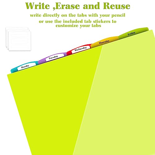 INFUN Plastic 5-Tab Binder Dividers with 2 Pockets - 3 Sets,15PCS Multicolor 2 Pocket Dividers with 3 Holes for 3 Ring Binders ，Total 15 Tabs
