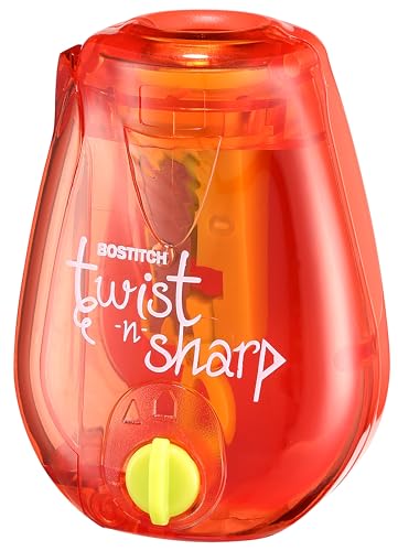 Bostitch Office Twist-n-Sharp Pencil Sharpener, for Kids & Colored Pencils, Assorted Colors (PS1-RED-EC) - color: Red, size: Single