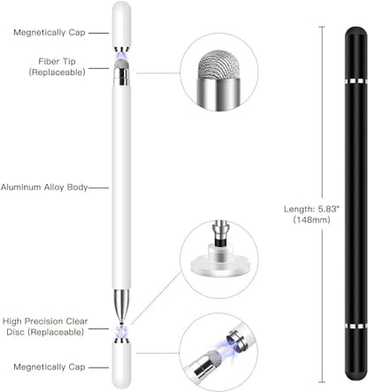 2PCS 2-in-1 Stylus Pen for Samsung Galaxy Tab A11/A11+/A9+/A9/A8/A8 Plus/A7/A7 Lite,Stylus for iPad Pro/iPhone/Fire/Surface Tables All Touch Devices (Black+White) - color: Black+White